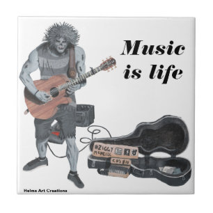 Zombie Guitar Musician Modern Music Fantasy Tile Tegeltje