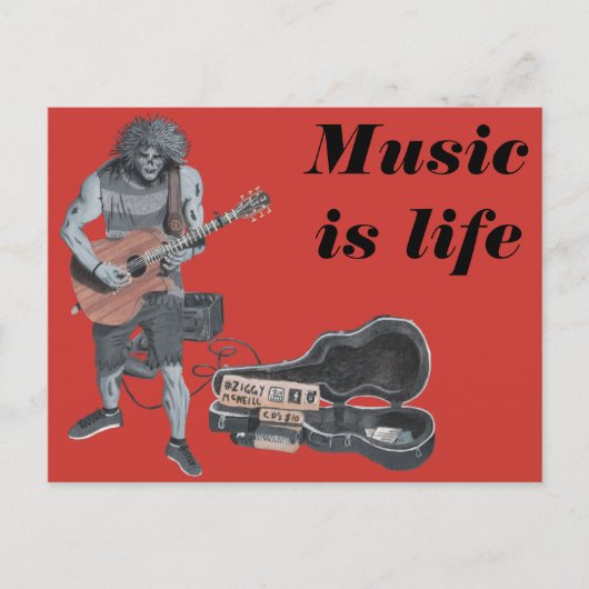 Zombie Guitar Rock Musician Fantasy Art Briefkaart (Voorkant)