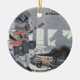 Zombie Guitar Rock Musician Fantasy Art Ornament