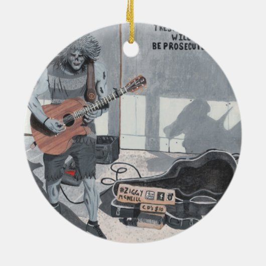 Zombie Guitar Rock Musician Fantasy Art Ornament (Achterkant)