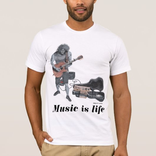 Zombie Guitar Rock Musician Fantasy Art Shirten T-shirt (Voorkant)