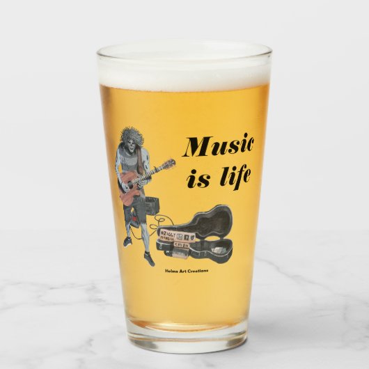 Zombie Guitar Rock Muzikant Fantasy Art Glass Cup Glas (Voorkant gevuld)