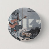 Zombie Guitar Street Musician Fantasy Art Button (Voorkant)