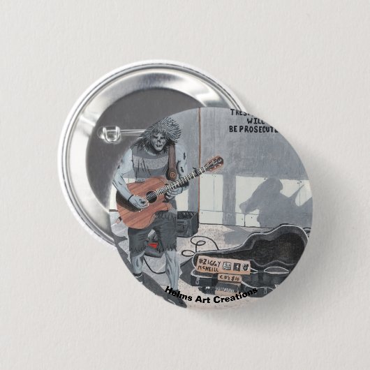 Zombie Guitar Street Musician Fantasy Art Button (Voorkant /achterkant)