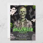 Zombie Halloween-feest Ghost Bat botten Spooky Kaart (Voorkant)