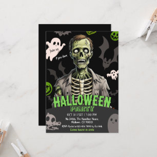 Zombie Halloween-feest Ghost Bat botten Spooky Kaart