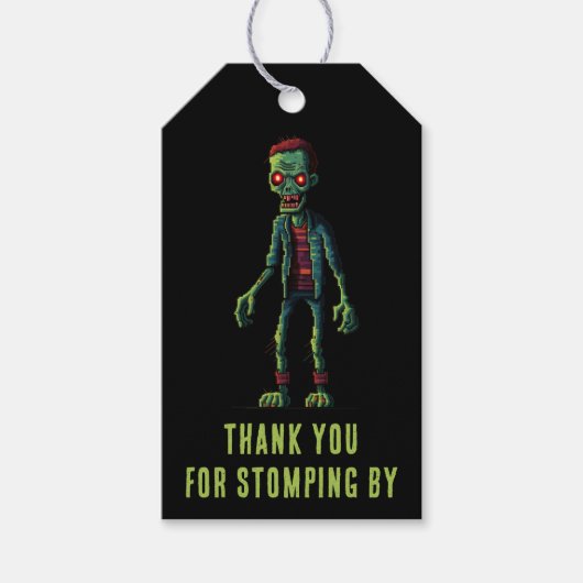 Zombie Halloween Feest | Griezeldonk Black Bedankt Cadeaulabel (Voorkant)