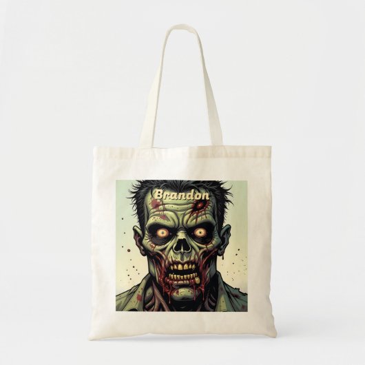 Zombie Halloween gepersonaliseerde Trick or treat Tote Bag (Voorkant)