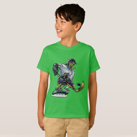 Zombie Halloween Hockey Player Funny Boy T-shirt (Voorkant volledig)