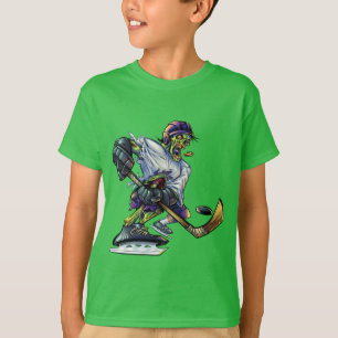 Zombie Halloween Hockey Speler Funny Jongens T-shirt