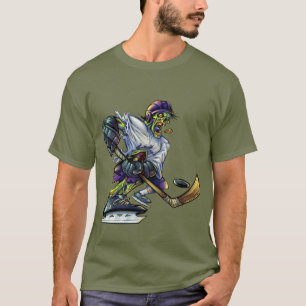Zombie Halloween Hockey Speler Grappige Heren T-shirt