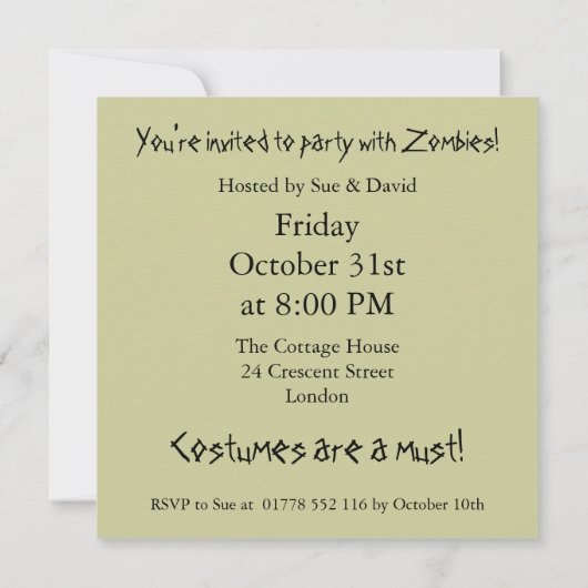 Zombie Halloween Kaart (Achterkant)