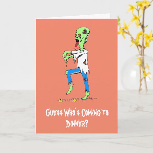 Zombie Halloween Kaart (Gele Bloem)