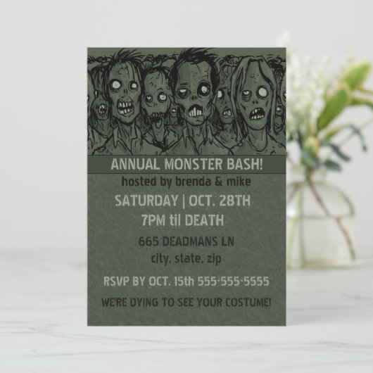 Zombie Halloween Kaart (Staand voorkant)
