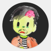 Zombie Halloween kind verjaardagsfeestje sticker (Voorkant)