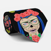 Zombie halloween meisje met rozen stropdas (Opgerold)