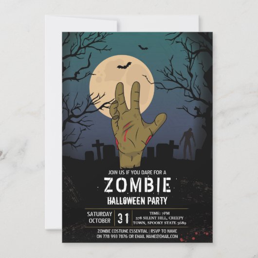 Zombie Halloween Party Apocalypse Graveyard Hand Kaart (Voorkant)