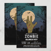 Zombie Halloween Party Apocalypse Graveyard Hand Kaart (Voorkant / Achterkant)
