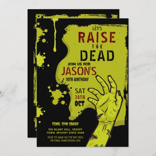 Zombie Halloween Party Apocalypse Graveyard Hand Kaart (Voorkant / Achterkant)