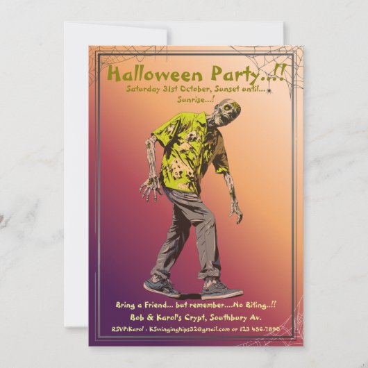 Zombie Halloween Party Kaart (Voorkant)