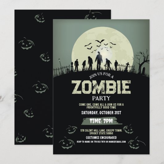 Zombie Halloween Party Kostuum Horror Kaart (Voorkant / Achterkant)