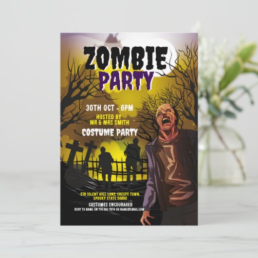 Zombie Halloween Party Kostuum Horror Kaart (Staand voorkant)