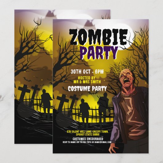 Zombie Halloween Party Kostuum Horror Kaart (Voorkant / Achterkant)