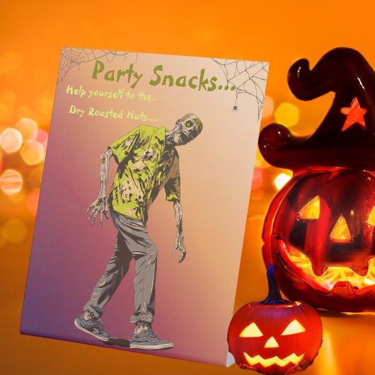 Zombie Halloween Party Snacks Reclamebord Met Voetstuk