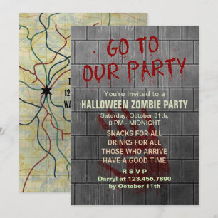 Zombie Halloween Party Undead Apocalypse Bloody Kaart
