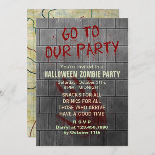 Zombie Halloween Party Undode Apocalypse Bloody Kaart