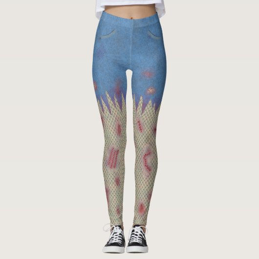 Zombie Halloween Scars Stitches Funny Costume Leggings (Voorkant)