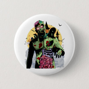 Zombie Halloween T-shirtScary Zombie Halloween Ronde Button 5,7 Cm