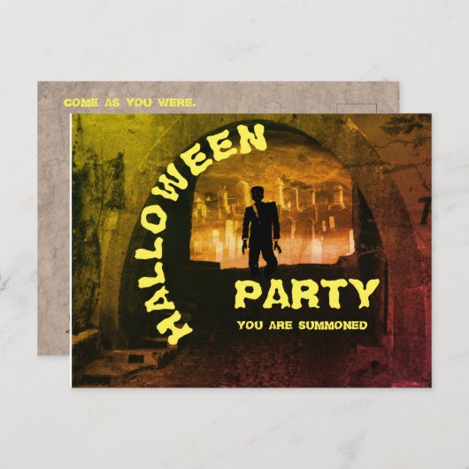 ZOMBIE HALLOWEEN-uitnodiging Briefkaart (Voorkant / Achterkant)