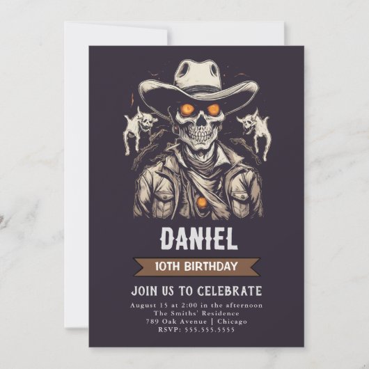 Zombie Halloween Westerne Verjaardagsuitnodiging Kaart (Voorkant)