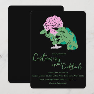Zombie Hand Brain Cocktail en Kostuums Halloween Kaart