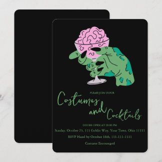 Zombie Hand Brain Cocktail en Kostuums Halloween Kaart