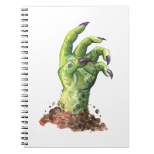 Zombie-hand die uit de grond steekt notitieboek