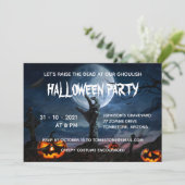 Zombie Hand Full Moon Creepy Halloween Party Kaart (Staand voorkant)