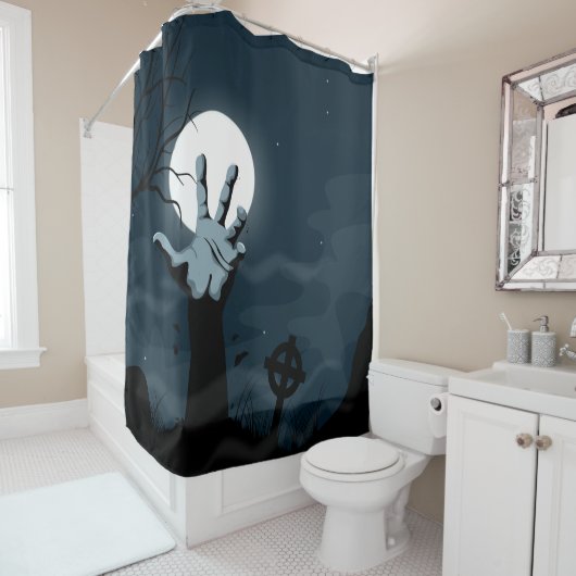 Zombie Hand Halloween Shower Curtain Douchegordijn (In situ)