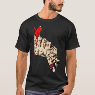 Zombie Hand Hart T-shirt - Bloederige Donkere Humo
