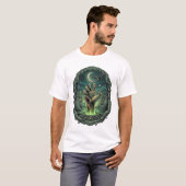 Zombie Hand Kerkhof Stenen Frame Uil Maan T-shirt (Voorkant volledig)
