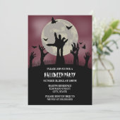 Zombie Handen Halloween Party Uitnodiging (Staand voorkant)