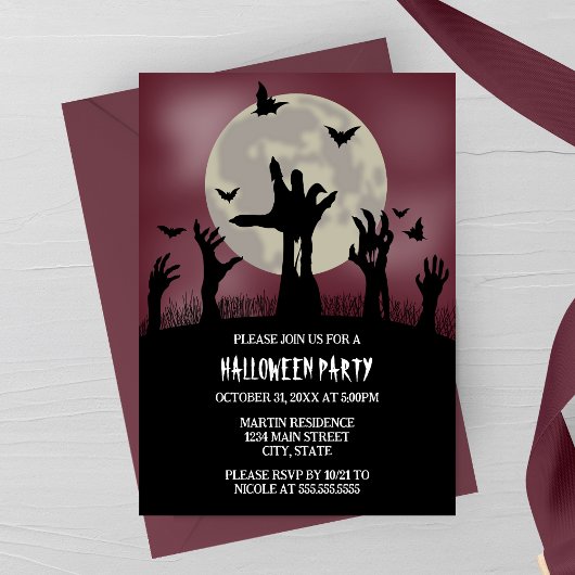 Zombie Handen Halloween Party Uitnodiging