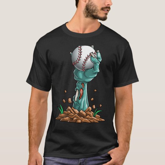 Zombie Hands Baseball Funny Halloween Horror Scary T-shirt (Voorkant)