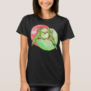 Zombie Hands die Heart-vorm maakt, Love Halloween T-shirt