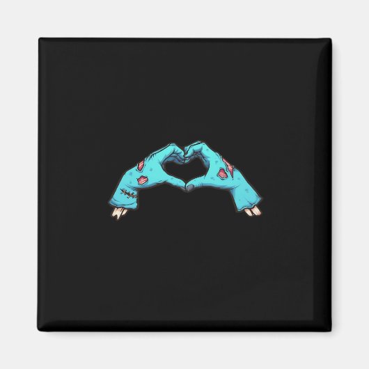 Zombie Hands Heart Halloween Spooky Magneet (Voorkant)