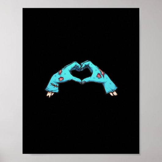 Zombie Hands Heart Halloween Spooky Poster (Voorkant)