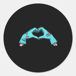 Zombie Hands Heart Halloween Spooky Ronde Sticker