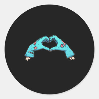 Zombie Hands Heart Halloween Spooky Ronde Sticker