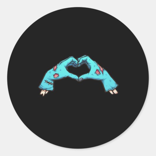 Zombie Hands Heart Halloween Spooky Ronde Sticker (Voorkant)